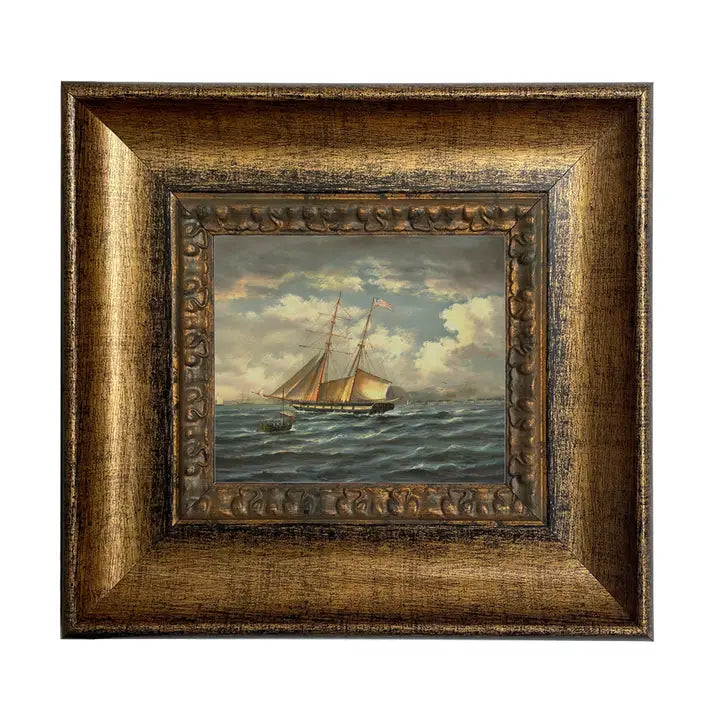 American Privateer Topaz Framed Oil Painting Print On Canvas