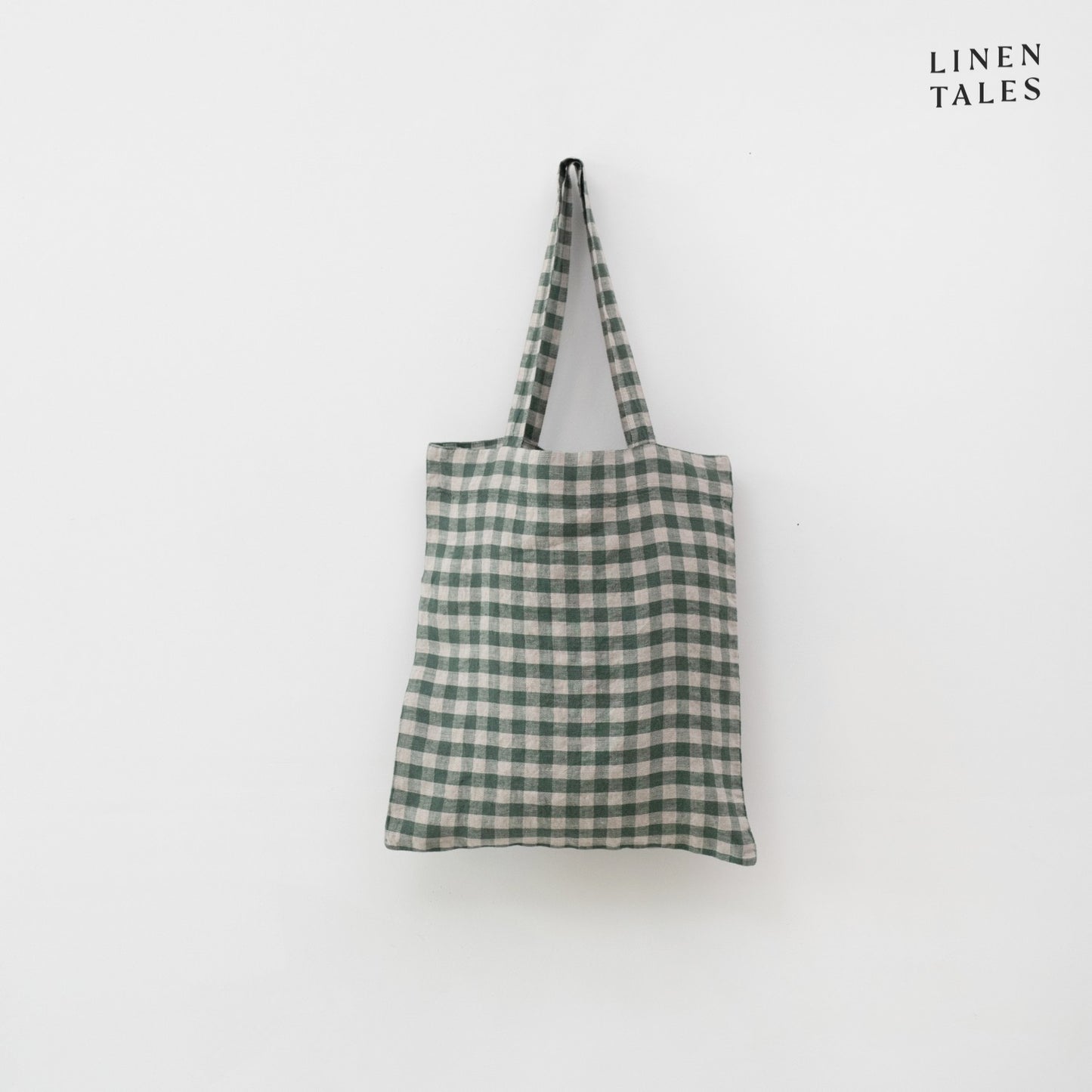 Linen Tote Bag - Forest Green Gingham