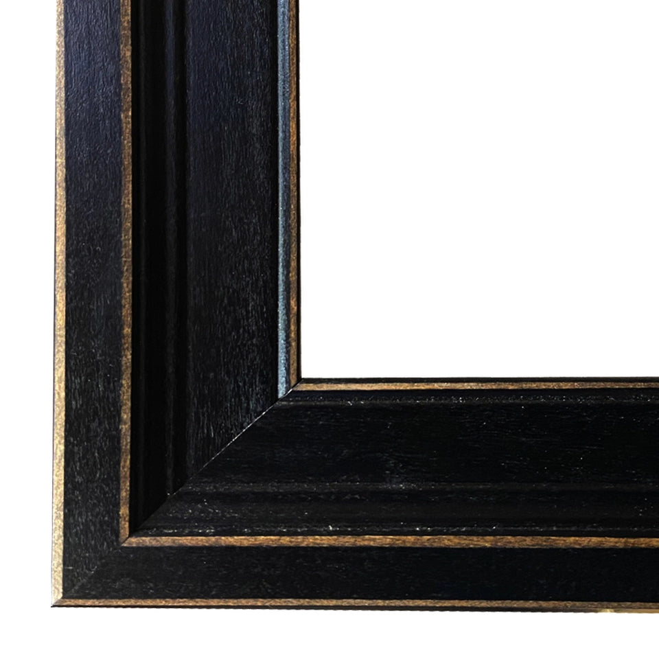 Girl with Rabbit Framed Print on Distressed Black Frame