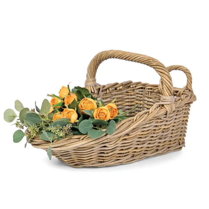 Rattan Scoop Market Basket