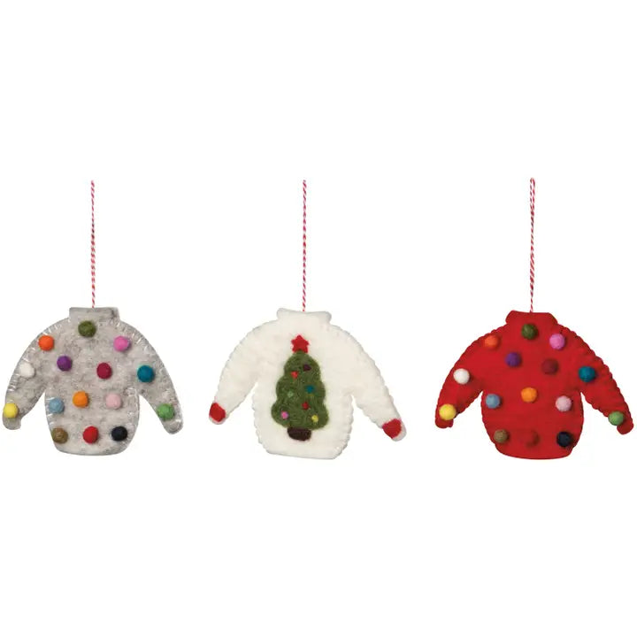 Ugly Sweater Felt Ornament Trio