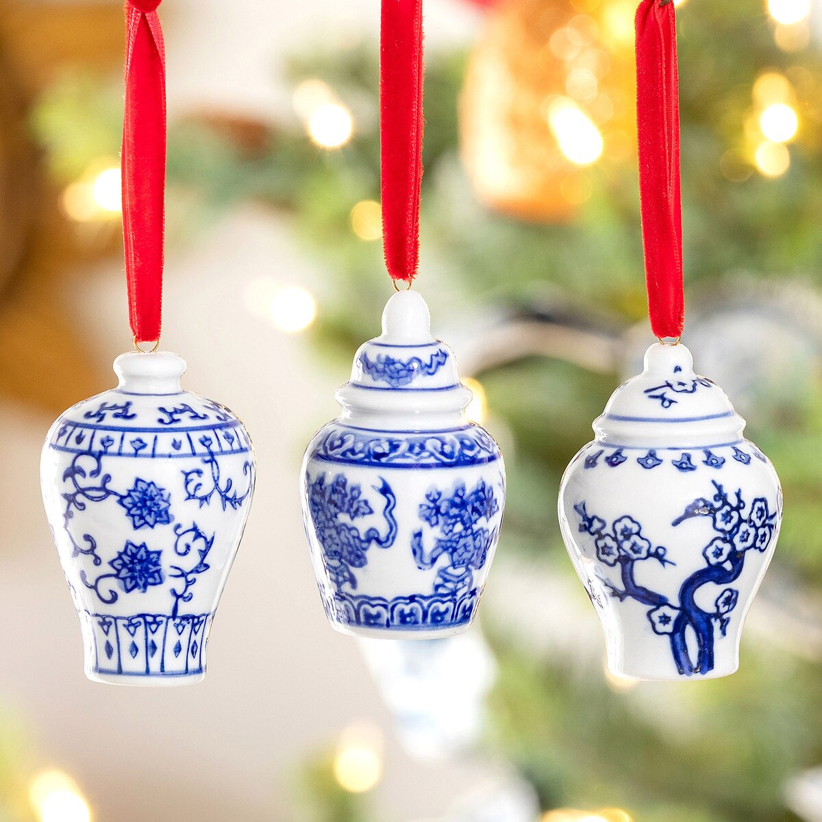 Chinoiserie Ginger Jar Ornament, Set of 3