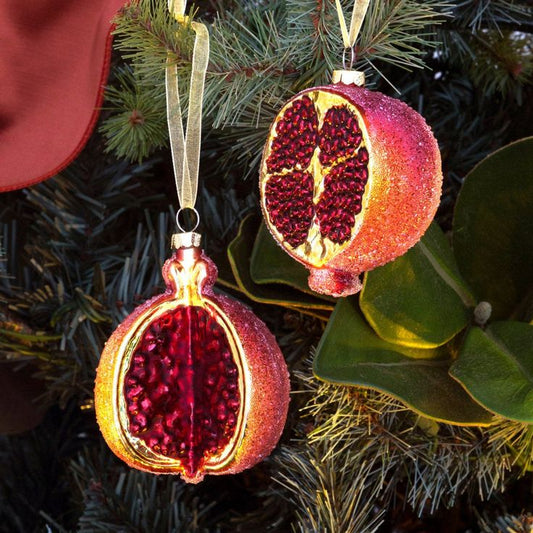 Beaded Glass Pomegranate Ornament, 2 Assorted