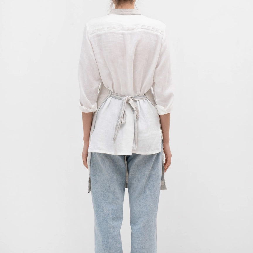 Linen Daily Apron - Gray Blue Stripe