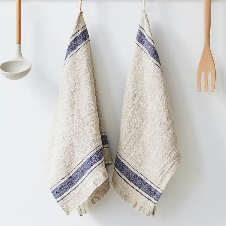 Linen Kitchen Towel - Blue Stripe