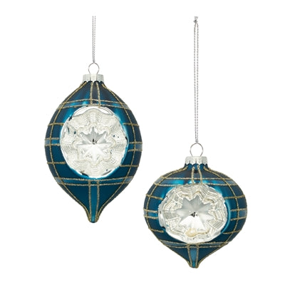 Royal Blue Plaid Ornament, Set of 2