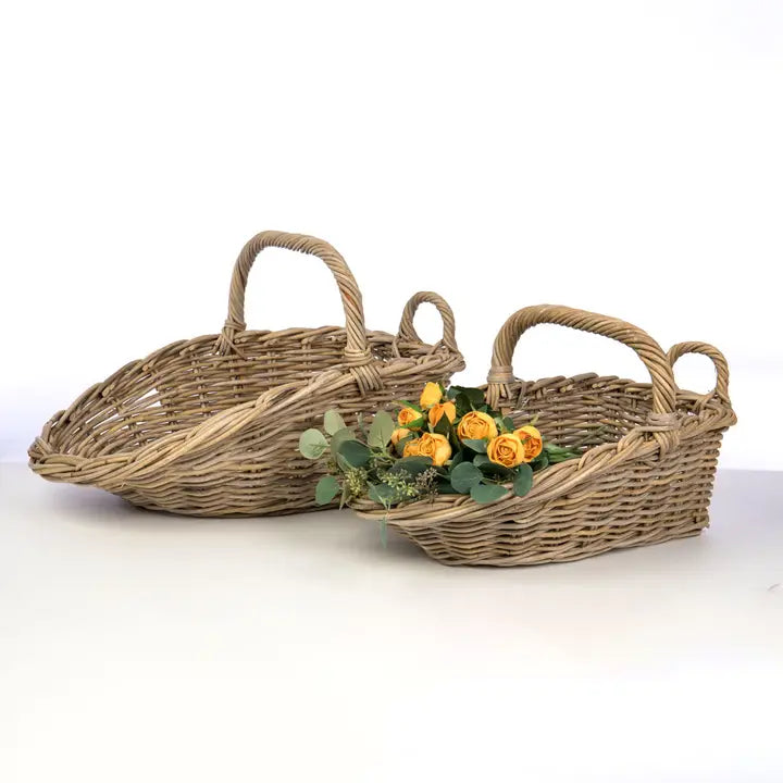 Rattan Scoop Market Basket