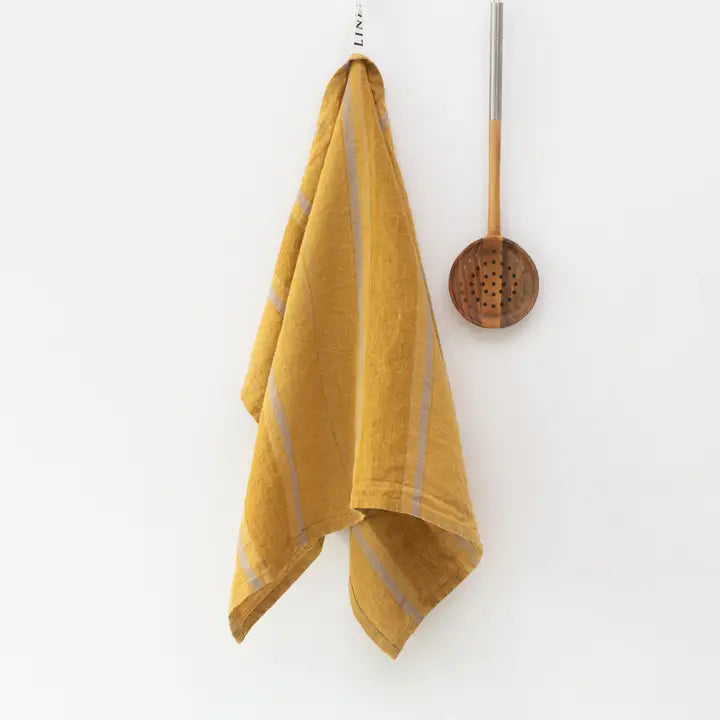 Linen Kitchen Towel - Amber Stripe